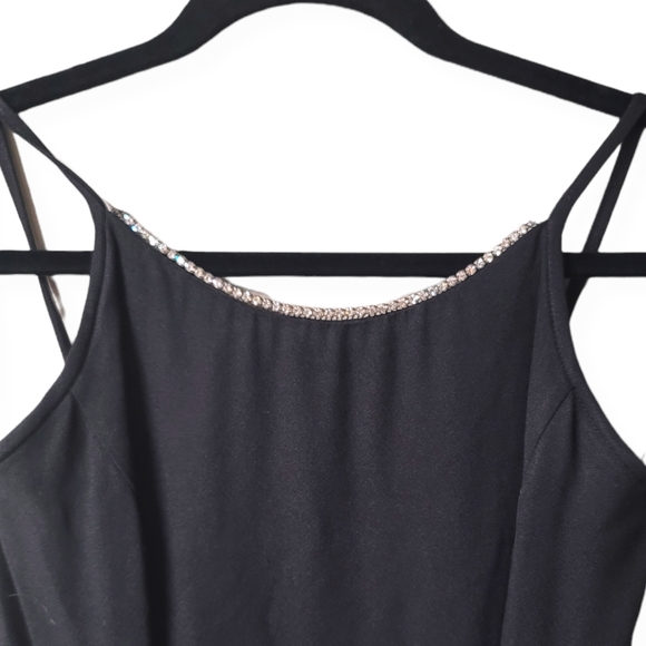 Vintage Gunnie Sax Jessica McClintock Crystal embellished Black Maxi Dress SZ 6 - Picture 10 of 16